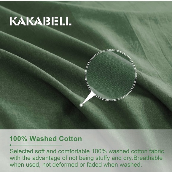 1200TC LUXURY 100% Washed Cotton Linen Duvet Covers 3 Piece Set KAKABELL - Picture 6 of 7